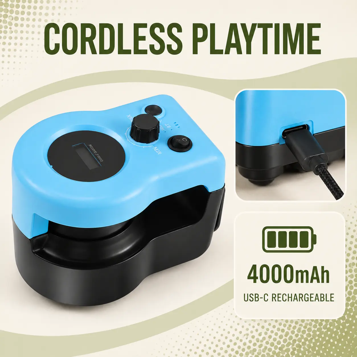 USB-C rechargeable 4000mAh cat chase toy