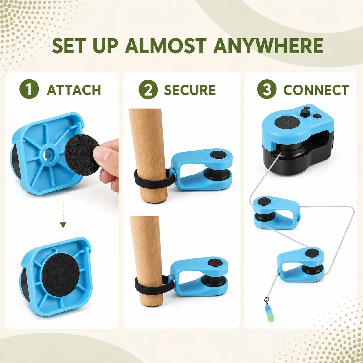 Three-step installation of the modular cat chase track