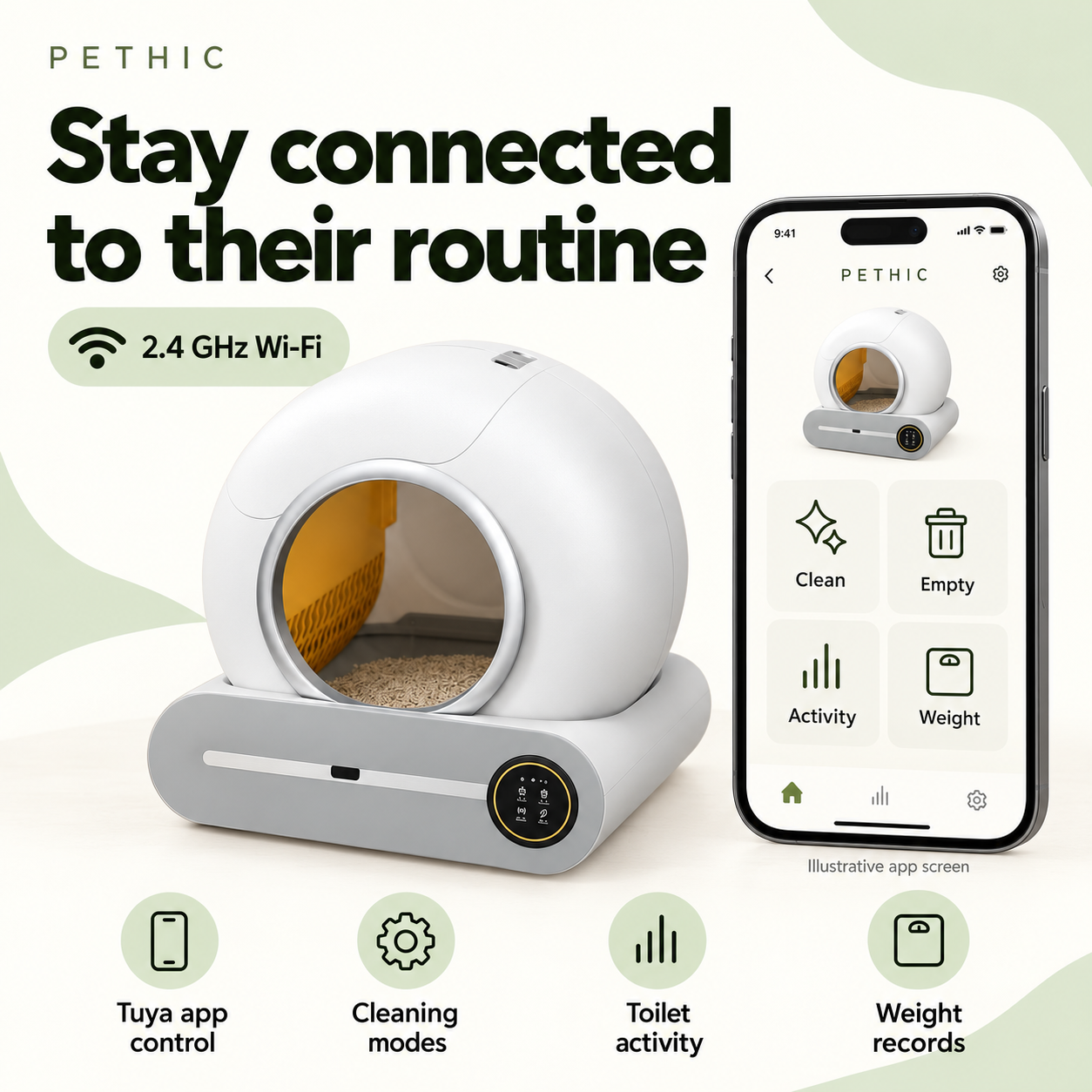 Smart cat litter box with button control