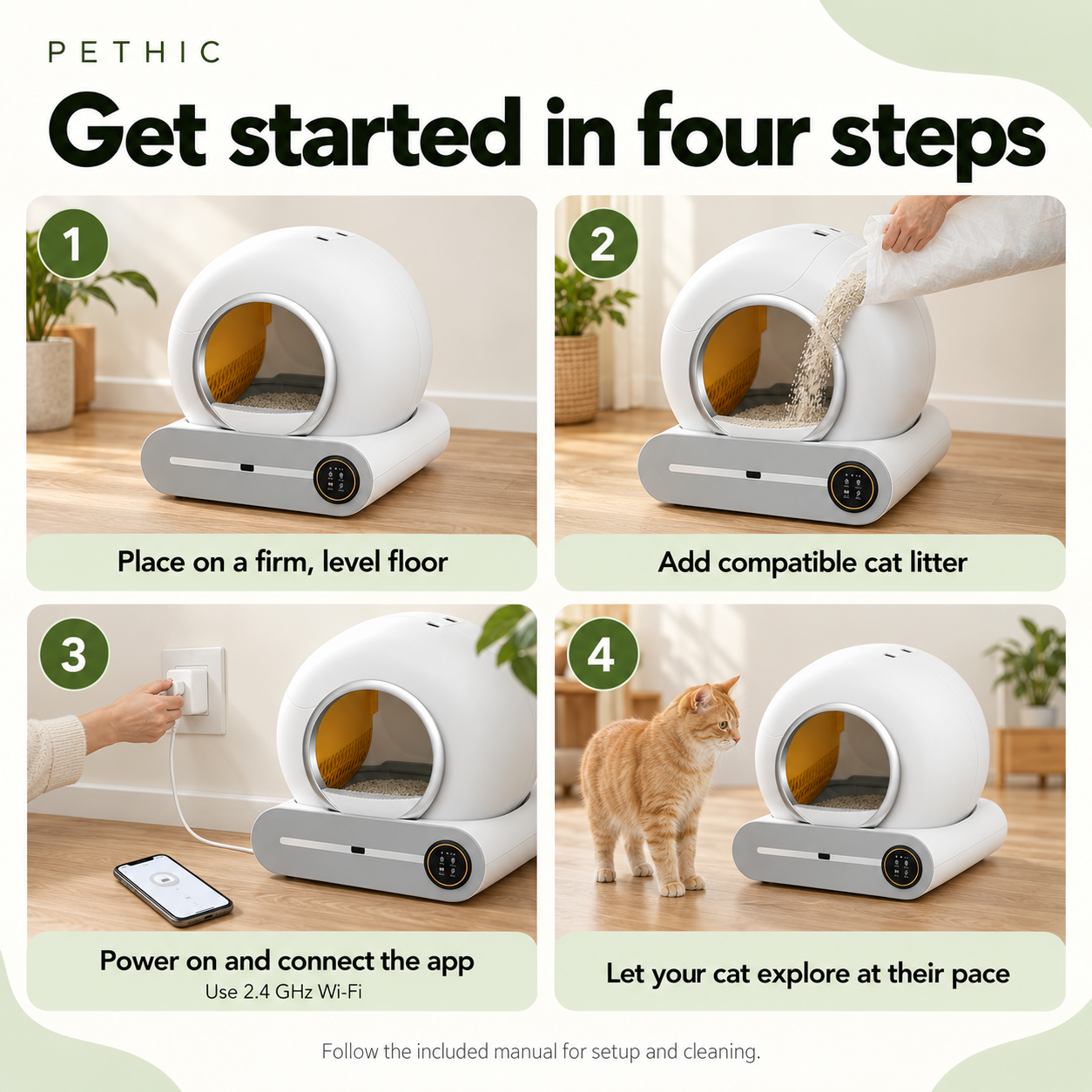 Fully closed automatic litter box for cats